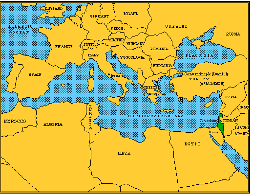 Map of Europe and Countries of Mediterranean
